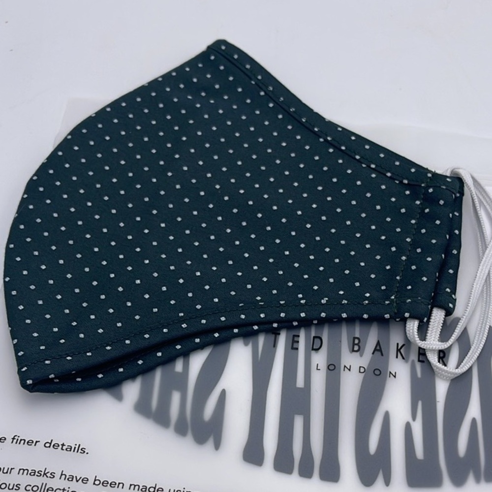 Ted Baker London Polka Dot Face Mask - Green LONDON Reversible Reusable NWT